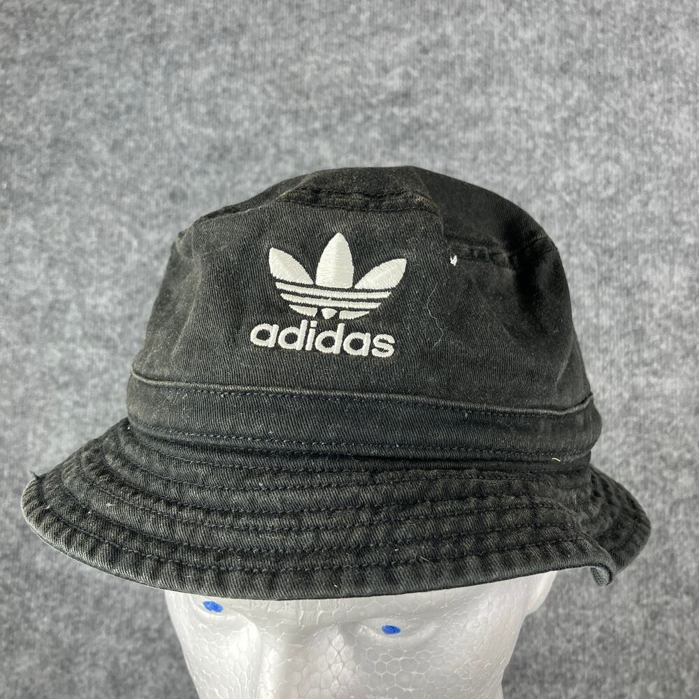 Adidas‎ Bucket Hat Mens Size OSFA Black Cotton Trefoil Logo Casual Sun Hat